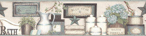 Country Bath Aqua Rustic Wallpaper by Chesapeake