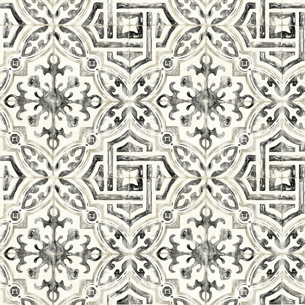 Sonoma Black Beach Tile Wallpaper by Chesapeake Sanibel Covers about 56.4 square feet 20.5-in by 33-ft long roll Prepasted 20.5 - Fabric Carolina -