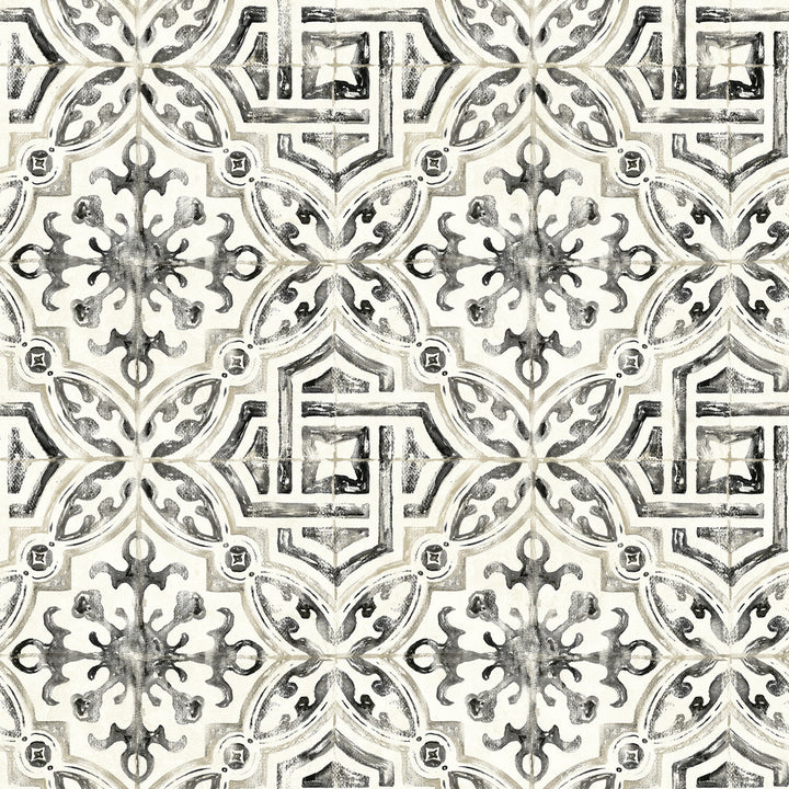 Sonoma Black Beach Tile Wallpaper by Chesapeake Sanibel Covers about 56.4 square feet 20.5-in by 33-ft long roll Prepasted 20.5 - Fabric Carolina -