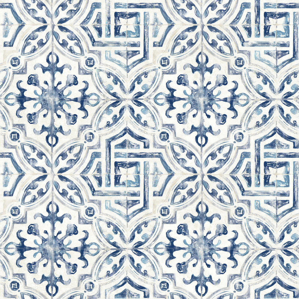 Sonoma Blue Beach Tile Wallpaper by Chesapeake Sanibel Covers about 56.4 square feet 20.5-in by 33-ft long roll Prepasted 20.5 - Fabric Carolina -
