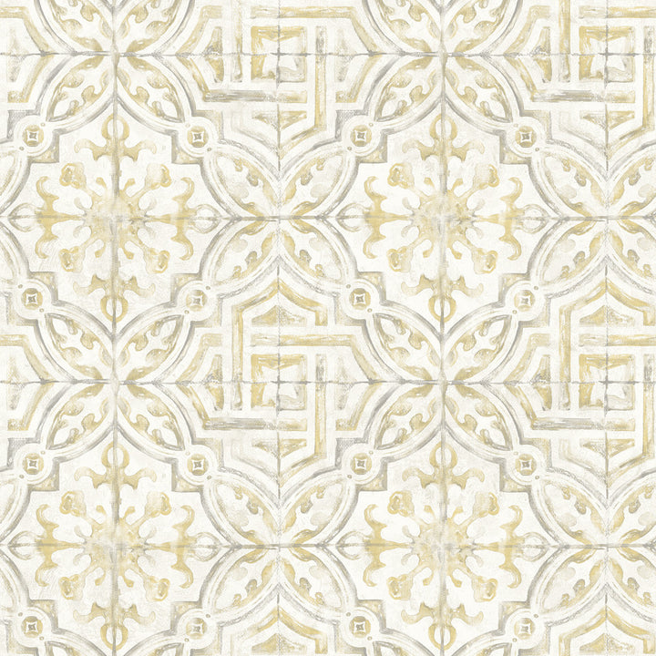 Sonoma Yellow Beach Tile Wallpaper by Chesapeake Sanibel Covers about 56.4 square feet 20.5-in by 33-ft long roll Prepasted 20.5 - Fabric Carolina -