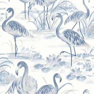 Everglades Blue Flamingos Wallpaper by Chesapeake