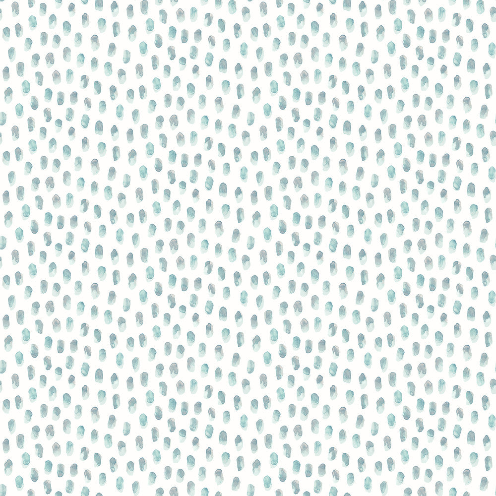 Sand Aqua Painted Dots Wallpaper by Chesapeake Sanibel Covers about 56.4 square feet 20.5-in by 33-ft long roll Prepasted 20.5 - Fabric Carolina -