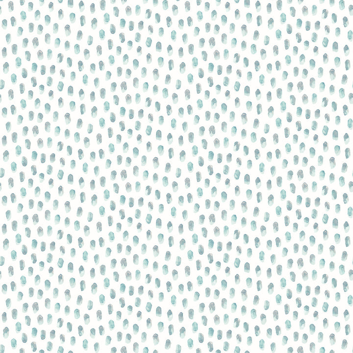 Sand Aqua Painted Dots Wallpaper by Chesapeake Sanibel Covers about 56.4 square feet 20.5-in by 33-ft long roll Prepasted 20.5 - Fabric Carolina -