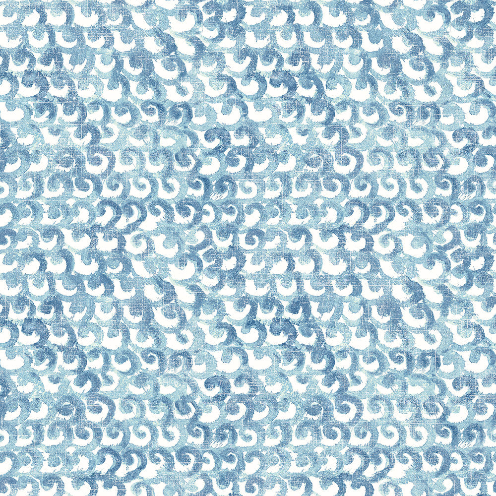 Saltwater Aqua Wave Wallpaper by Chesapeake Sanibel Covers about 56.4 square feet 20.5-in by 33-ft long roll Prepasted 20.5 - Fabric Carolina -