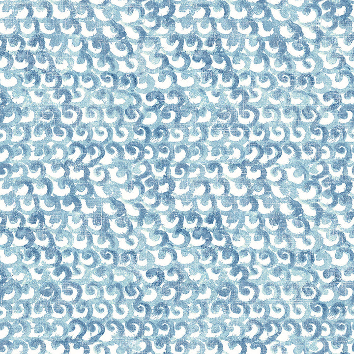 Saltwater Aqua Wave Wallpaper by Chesapeake Sanibel Covers about 56.4 square feet 20.5-in by 33-ft long roll Prepasted 20.5 - Fabric Carolina -