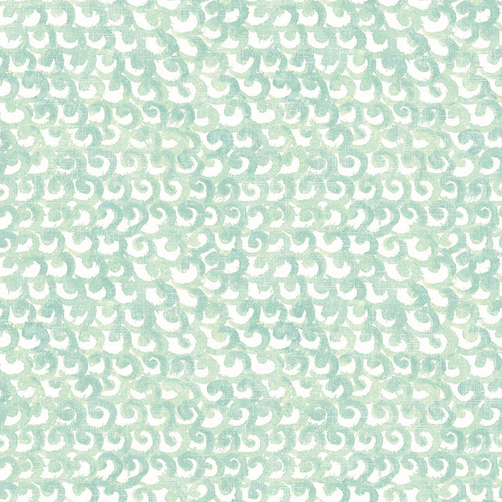 Saltwater Teal Wave Wallpaper by Chesapeake Sanibel Covers about 56.4 square feet 20.5-in by 33-ft long roll Prepasted 20.5 - Fabric Carolina -