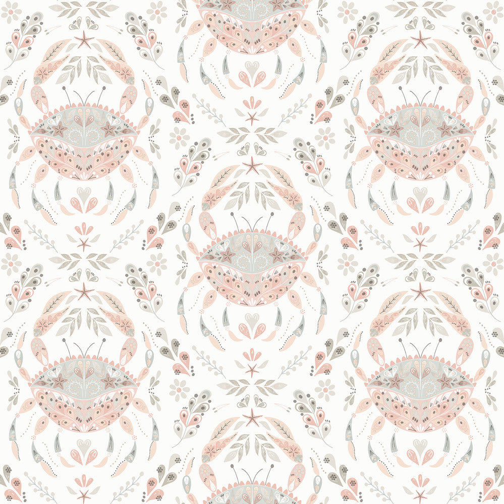 Annapolis Coral Crustation Wallpaper by Chesapeake Sanibel Covers about 56.4 square feet 20.5-in by 33-ft long roll Prepasted 20.5 - Fabric Carolina -