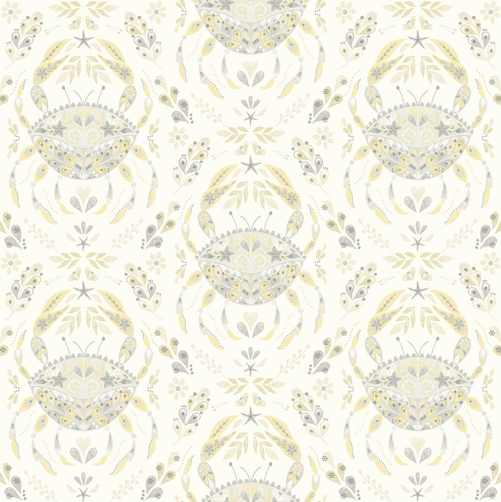 Annapolis Grey Crustation Wallpaper by Chesapeake Sanibel Covers about 56.4 square feet 20.5-in by 33-ft long roll Prepasted 20.5 - Fabric Carolina -