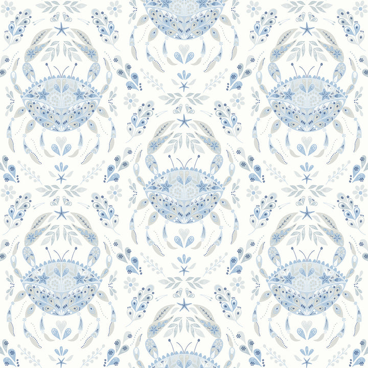 Annapolis Light Blue Crustacean Wallpaper by Chesapeake Sanibel Covers about 56.4 square feet 20.5-in by 33-ft long roll Prepasted 20.5 - Fabric Carolina -