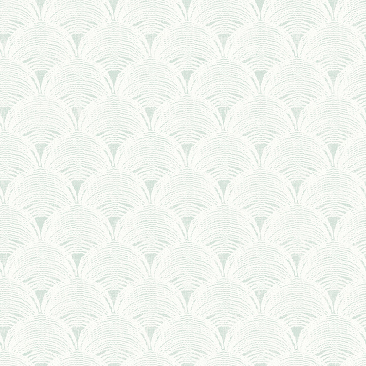 Santiago Teal Scalloped Wallpaper by Chesapeake Sanibel Covers about 56.4 square feet 20.5-in by 33-ft long roll Prepasted 20.5 - Fabric Carolina -