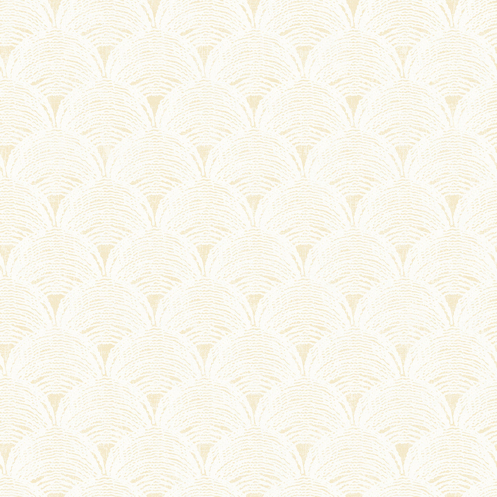 Santiago Yellow Scalloped Wallpaper by Chesapeake Sanibel Covers about 56.4 square feet 20.5-in by 33-ft long roll Prepasted 20.5 - Fabric Carolina -
