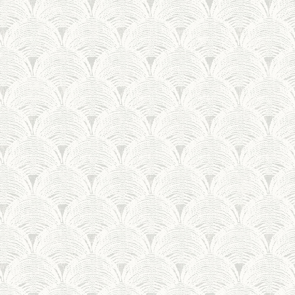 Santiago Grey Scalloped Wallpaper by Chesapeake Sanibel Covers about 56.4 square feet 20.5-in by 33-ft long roll Prepasted 20.5 - Fabric Carolina -