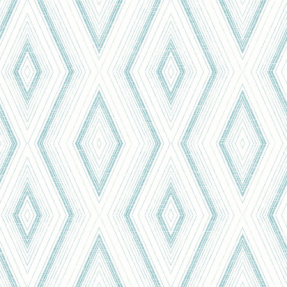 Santa Turquoise Geometric Wallpaper by Chesapeake Sanibel Covers about 56.4 square feet 20.5-in by 33-ft long roll Prepasted 20.5 - Fabric Carolina -