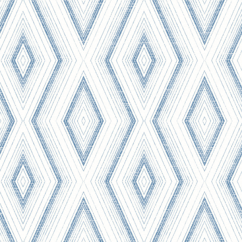 Santa Cruz Blue Geometric Wallpaper by Chesapeake Sanibel Covers about 56.4 square feet 20.5-in by 33-ft long roll Prepasted 20.5 - Fabric Carolina -