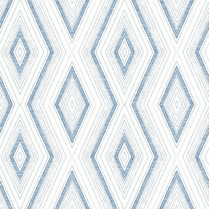 Santa Cruz Blue Geometric Wallpaper by Chesapeake Sanibel Covers about 56.4 square feet 20.5-in by 33-ft long roll Prepasted 20.5 - Fabric Carolina -