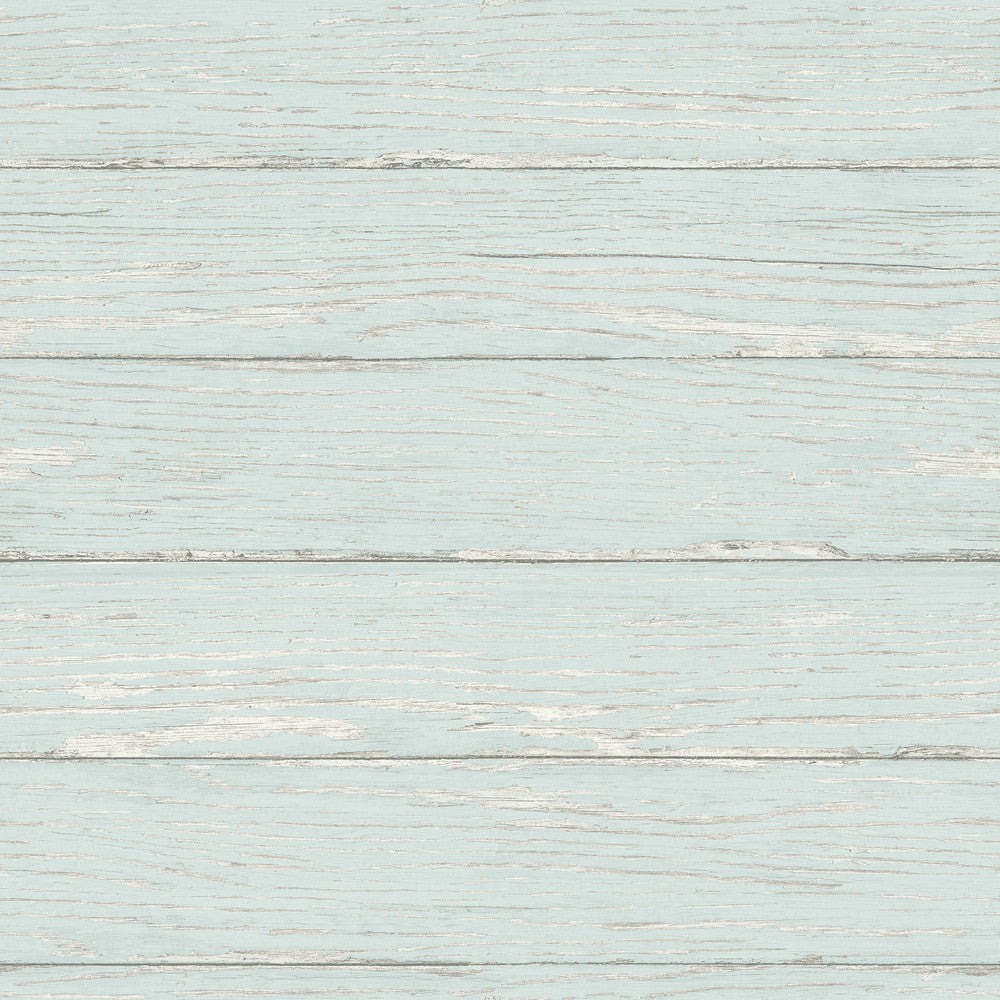 Rehoboth Aqua Distressed Wood Wallpaper by Chesapeake Sanibel Covers about 56.4 square feet United States Prepasted 20.5-in repeat, straight match 20.5-in by 33-ft long roll - Fabric Carolina -