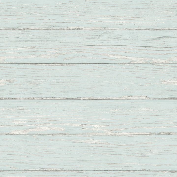 Rehoboth Aqua Distressed Wood Wallpaper by Chesapeake Sanibel Covers about 56.4 square feet United States Prepasted 20.5-in repeat, straight match 20.5-in by 33-ft long roll - Fabric Carolina -