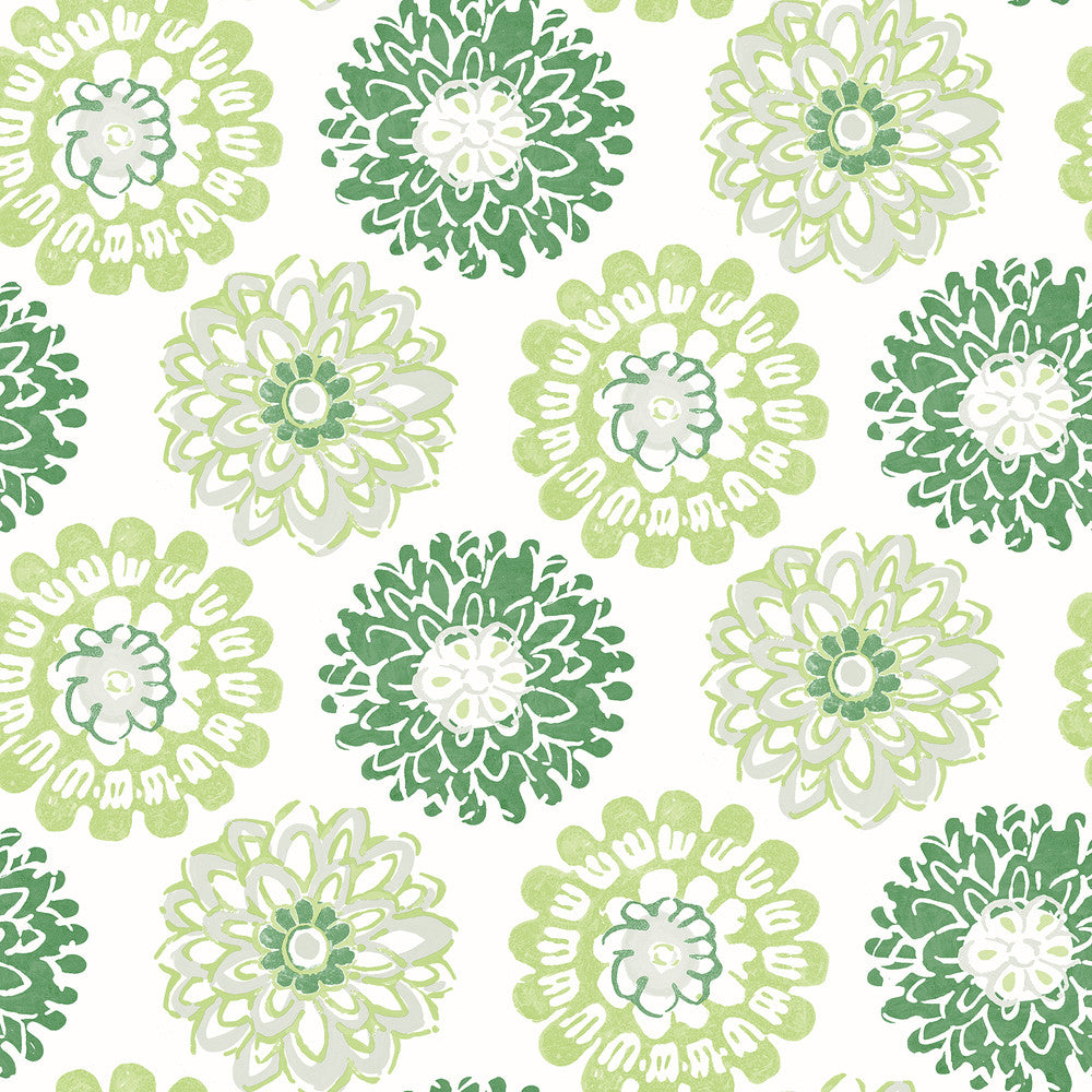 Sunkissed Green Floral Wallpaper by Chesapeake Sanibel Covers about 56.4 square feet 20.5-in by 33-ft long roll Prepasted 20.5 - Fabric Carolina -