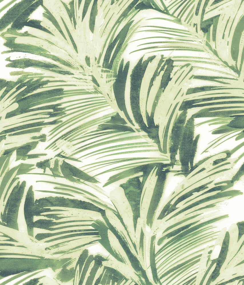 Chaparral Green Fronds Wallpaper by Chesapeake Sanibel Covers about 56.4 square feet 20.5-in by 33-ft long roll Prepasted 24 - Fabric Carolina -