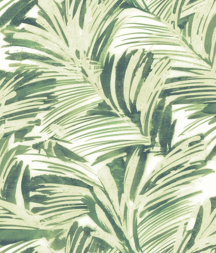 Chaparral Green Fronds Wallpaper by Chesapeake Sanibel Covers about 56.4 square feet 20.5-in by 33-ft long roll Prepasted 24 - Fabric Carolina -