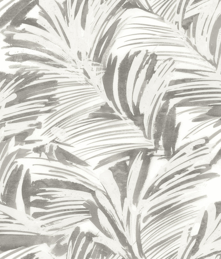 Chaparral Grey Fronds Wallpaper by Chesapeake Sanibel Covers about 56.4 square feet 20.5-in by 33-ft long roll Prepasted 24 - Fabric Carolina -
