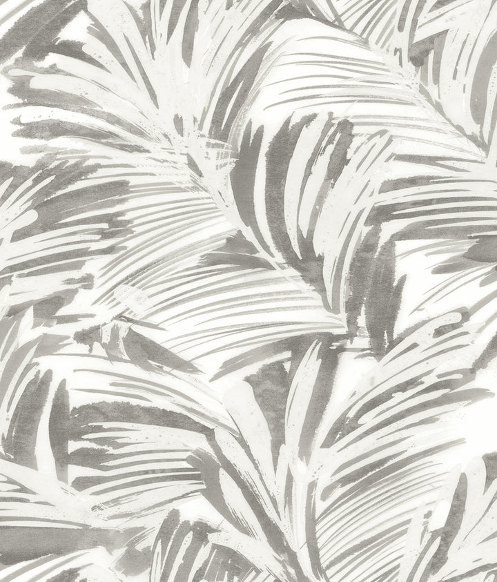 Chaparral Grey Fronds Wallpaper by Chesapeake Sanibel Covers about 56.4 square feet 20.5-in by 33-ft long roll Prepasted 24 - Fabric Carolina -