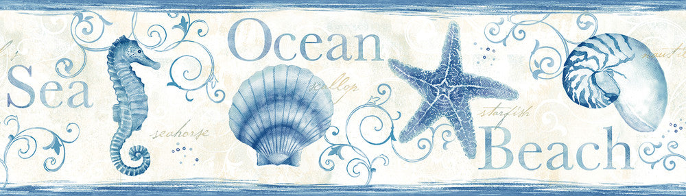 Island Bay Blue Starfish Wallpaper by Chesapeake Sanibel Covers about 7.5 square feet 6-in by 15-ft long roll Prepasted 0 - Fabric Carolina -