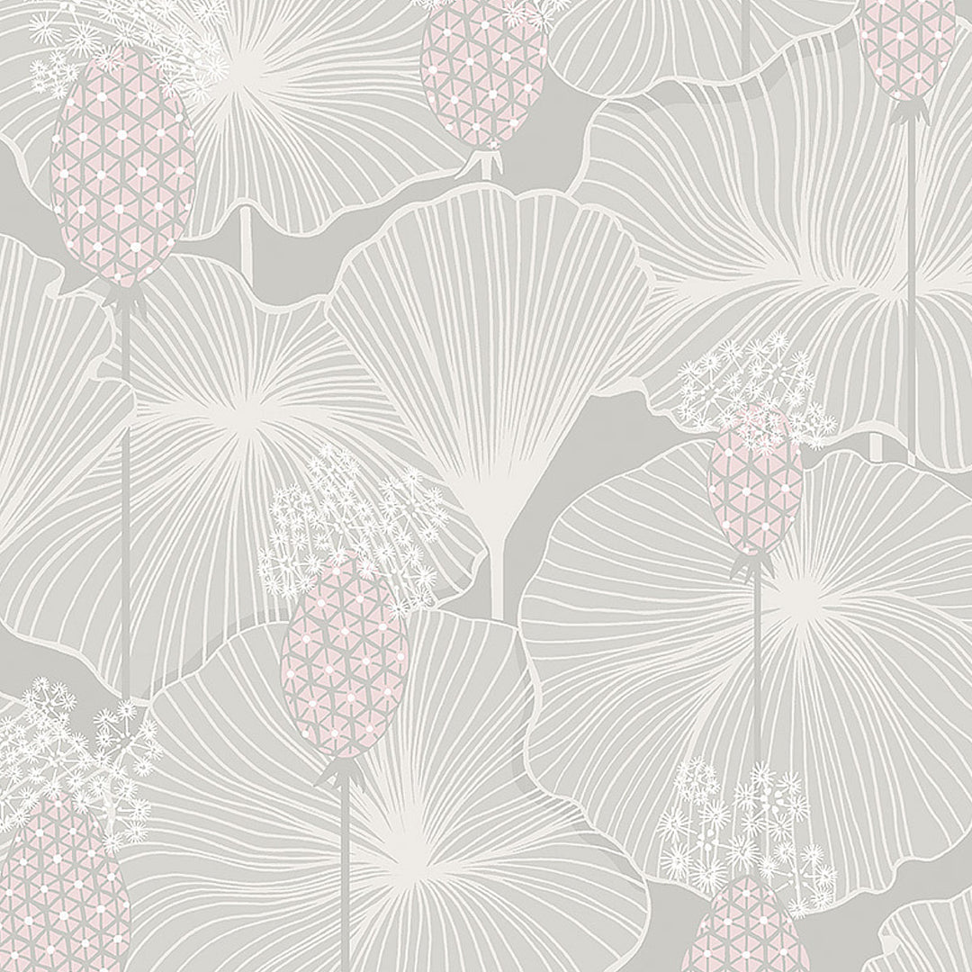 Umbrella Leaves - Grey by Schumacher Wallcovering