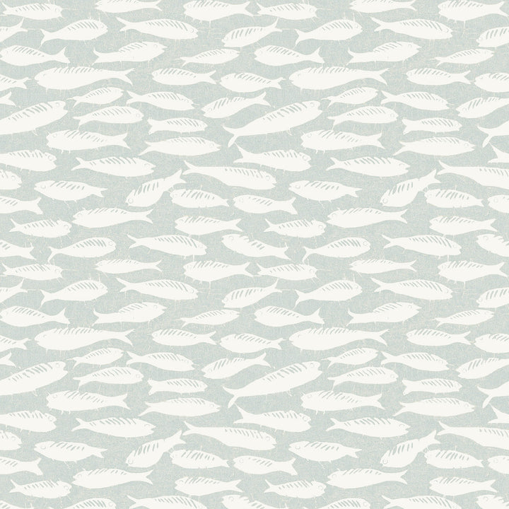 Nunkie Light Blue Sardine Wallpaper by Chesapeake Flora & Fauna Covers about 56.4 square feet 20.5-in by 33-ft long roll Prepasted 10.5 - Fabric Carolina -