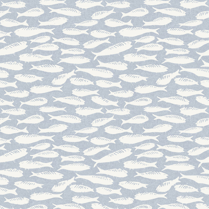 Nunkie Denim Sardine Wallpaper by Chesapeake Flora & Fauna Covers about 56.4 square feet 20.5-in by 33-ft long roll Prepasted 10.5 - Fabric Carolina -