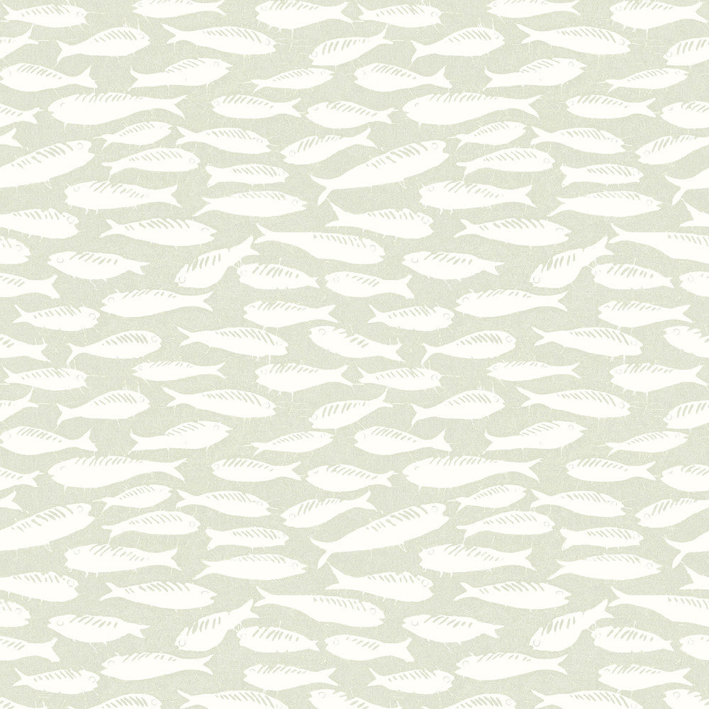 Nunkie Sage Sardine Wallpaper by Chesapeake Flora & Fauna Covers about 56.4 square feet 20.5-in by 33-ft long roll Prepasted 10.5 - Fabric Carolina -