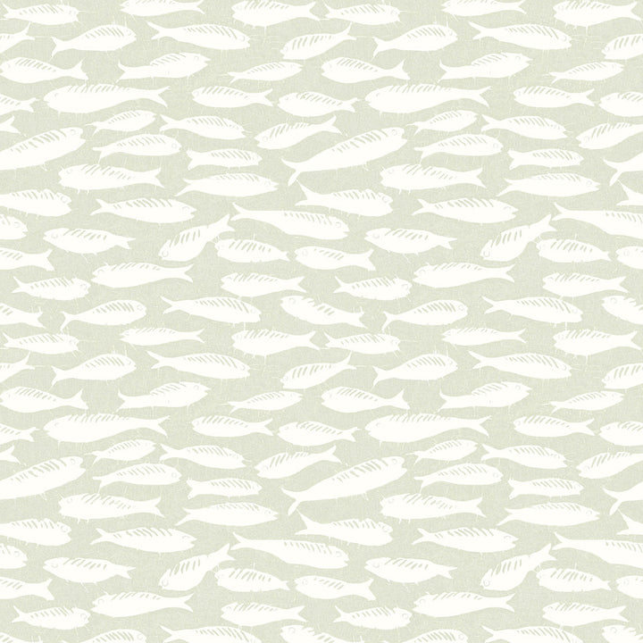 Nunkie Sage Sardine Wallpaper by Chesapeake Flora & Fauna Covers about 56.4 square feet 20.5-in by 33-ft long roll Prepasted 10.5 - Fabric Carolina -