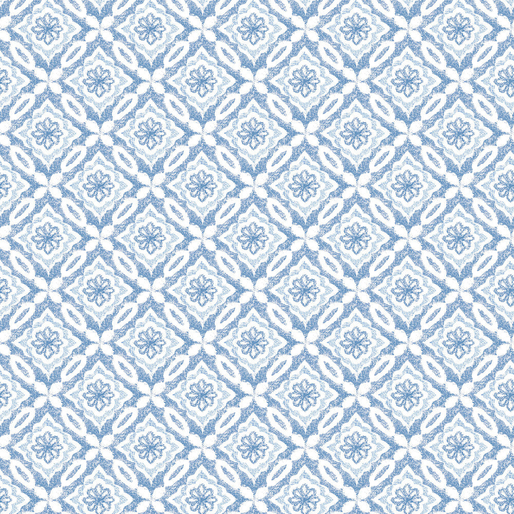 Hugson Blue Quilted Damask Wallpaper by Chesapeake Flora & Fauna Covers about 56.4 square feet 20.5-in by 33-ft long roll Prepasted 4.2 - Fabric Carolina -
