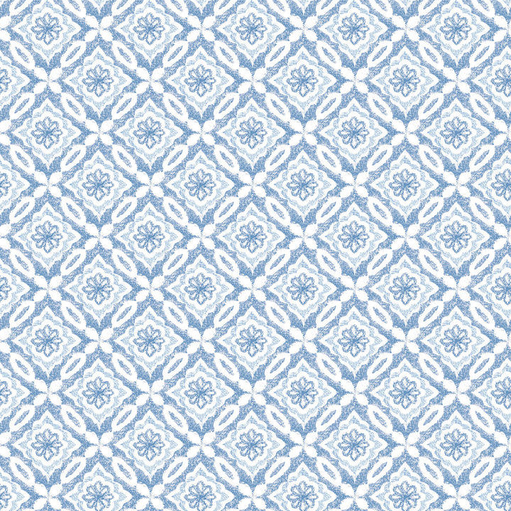 Hugson Blue Quilted Damask Wallpaper by Chesapeake Flora & Fauna Covers about 56.4 square feet 20.5-in by 33-ft long roll Prepasted 4.2 - Fabric Carolina -