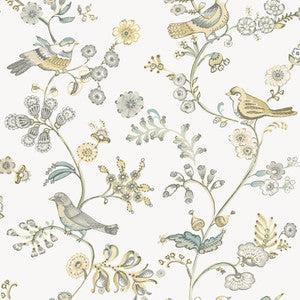 Jinjur Light Yellow Bird Trail Wallpaper by Chesapeake