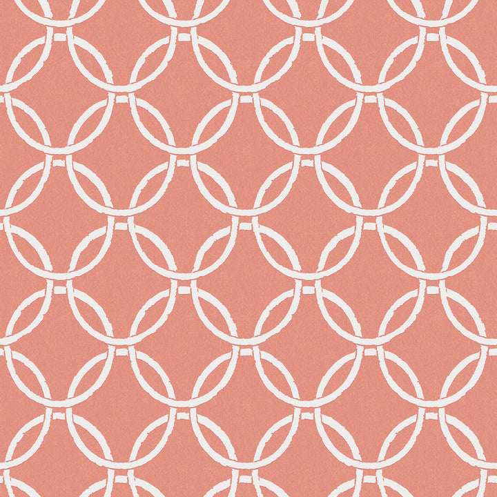 Quelala Coral Ring Ogee Wallpaper by Chesapeake Flora & Fauna Covers about 56.4 square feet 20.5-in by 33-ft long roll Prepasted 10.5 - Fabric Carolina -