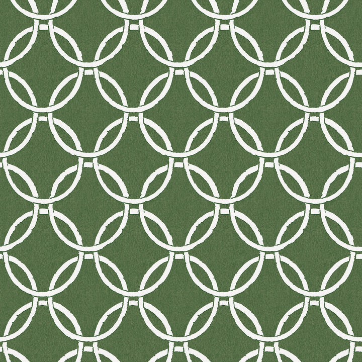 Quelala Green Ring Ogee Wallpaper by Chesapeake Flora & Fauna Covers about 56.4 square feet 20.5-in by 33-ft long roll Prepasted 10.5 - Fabric Carolina -