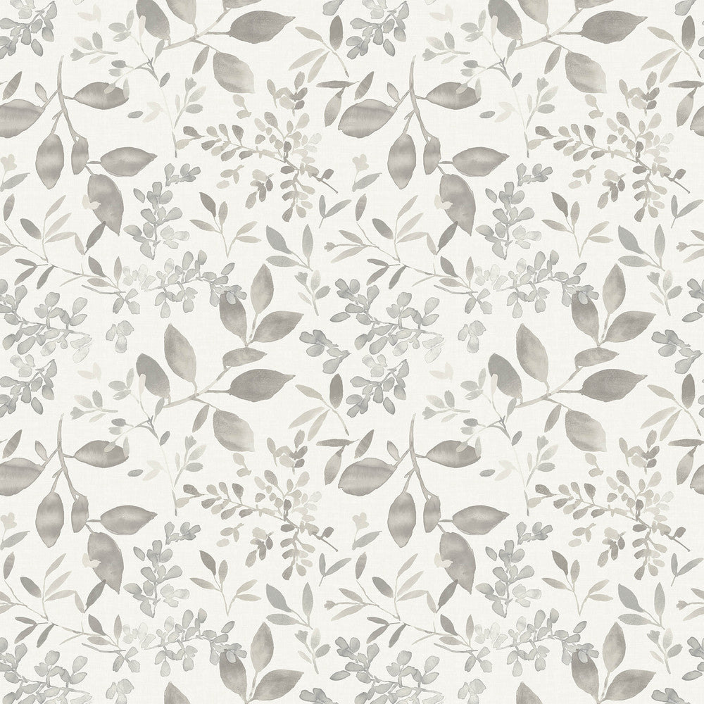 Tinker Grey Woodland Botanical Wallpaper by Chesapeake Flora & Fauna Covers about 56.4 square feet 20.5-in by 33-ft long roll Prepasted 10.5 - Fabric Carolina -