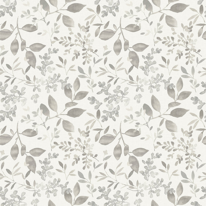 Tinker Grey Woodland Botanical Wallpaper by Chesapeake Flora & Fauna Covers about 56.4 square feet 20.5-in by 33-ft long roll Prepasted 10.5 - Fabric Carolina -