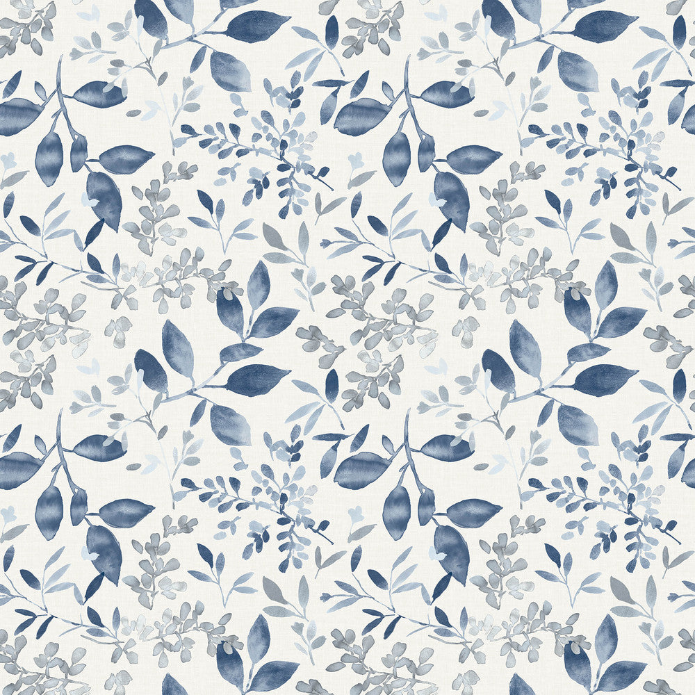 Tinker Navy Woodland Botanical Wallpaper by Chesapeake Flora & Fauna Covers about 56.4 square feet 20.5-in by 33-ft long roll Prepasted 10.5 - Fabric Carolina -