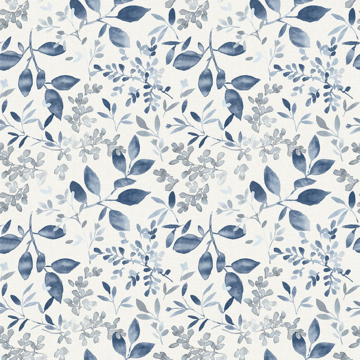 Tinker Navy Woodland Botanical Wallpaper by Chesapeake Flora & Fauna Covers about 56.4 square feet 20.5-in by 33-ft long roll Prepasted 10.5 - Fabric Carolina -