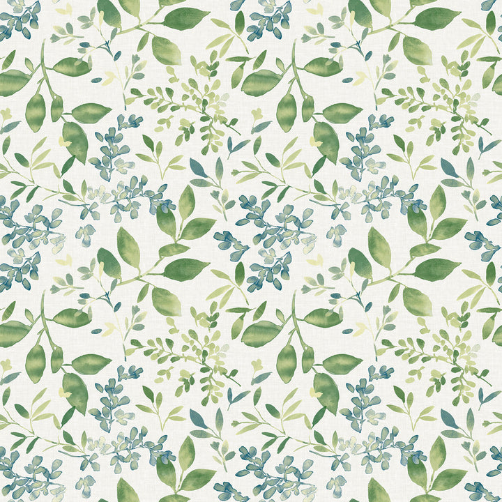 Tinker Green Woodland Botanical Wallpaper by Chesapeake Flora & Fauna Covers about 56.4 square feet 20.5-in by 33-ft long roll Prepasted 10.5 - Fabric Carolina -