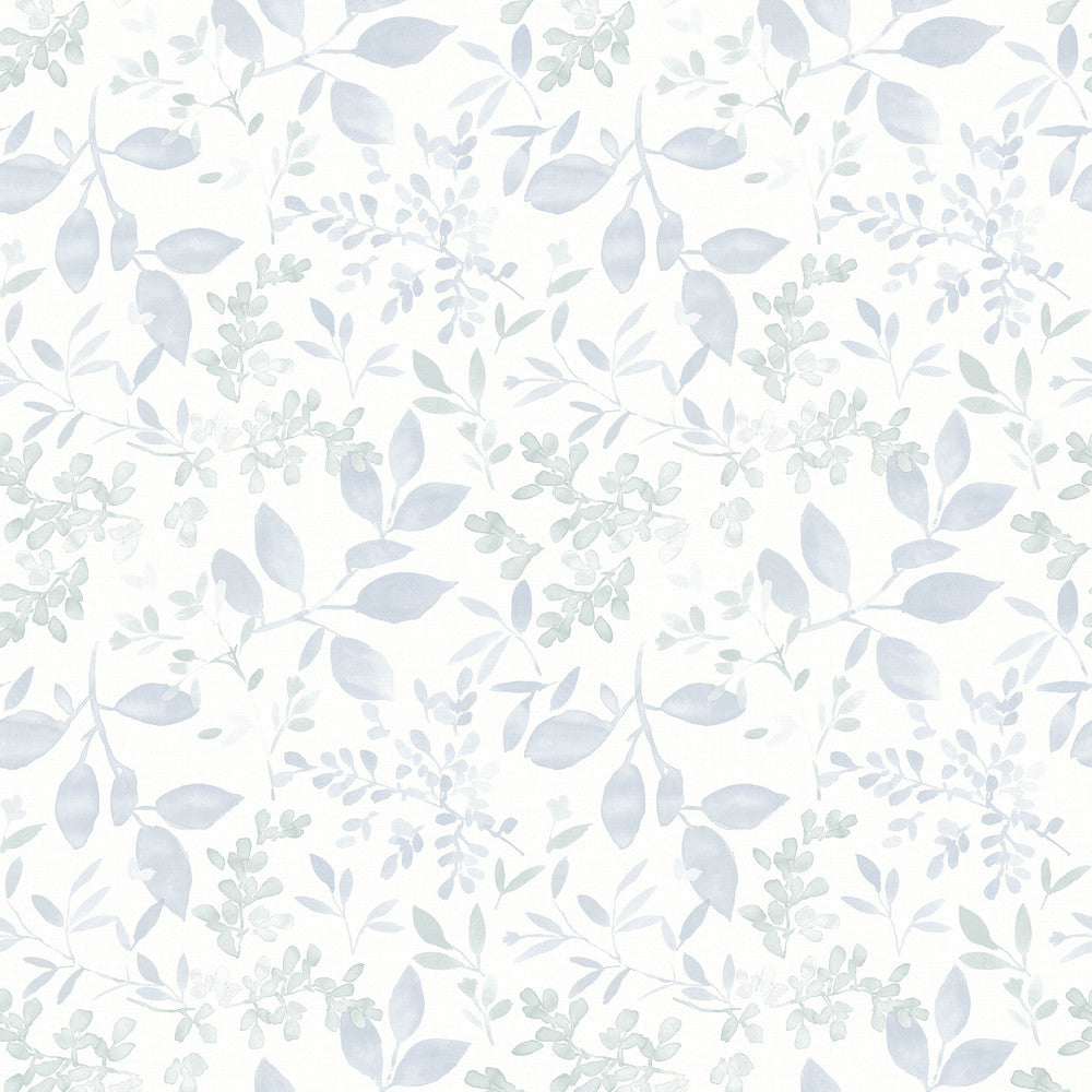 Tinker Light Blue Woodland Botanical Wallpaper by Chesapeake Flora & Fauna Covers about 56.4 square feet 20.5-in by 33-ft long roll Prepasted 10.5 - Fabric Carolina -
