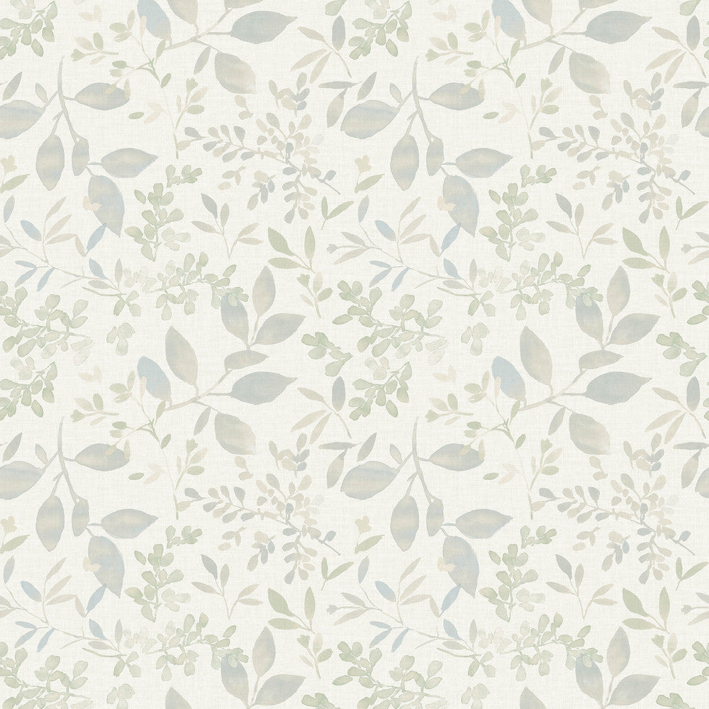 Tinker Teal Woodland Botanical Wallpaper by Chesapeake Flora & Fauna Covers about 56.4 square feet 20.5-in by 33-ft long roll Prepasted 10.5 - Fabric Carolina -
