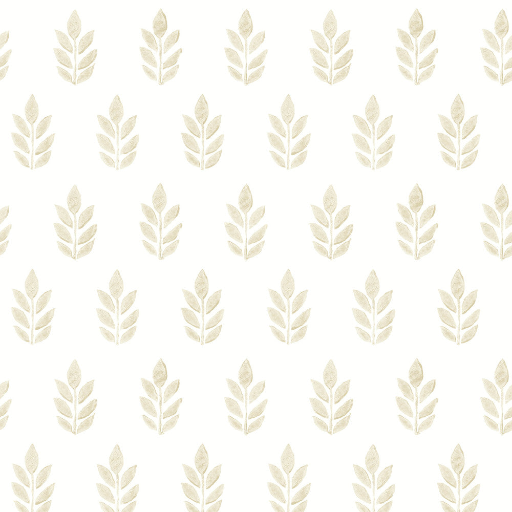 Ervic Blue Leaf Block Print Wallpaper by Chesapeake Flora & Fauna Covers about 56.4 square feet 20.5-in by 33-ft long roll Prepasted 7 - Fabric Carolina -