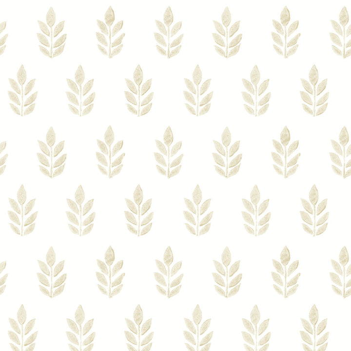 Ervic Blue Leaf Block Print Wallpaper by Chesapeake Flora & Fauna Covers about 56.4 square feet 20.5-in by 33-ft long roll Prepasted 7 - Fabric Carolina -