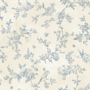 French Nightingale Blue Trail Wallpaper by Chesapeake