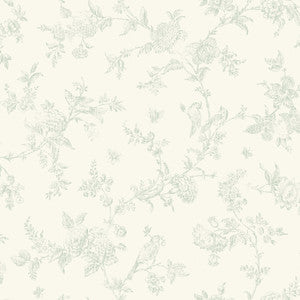 French Nightingale Seafoam Trail Wallpaper by Chesapeake