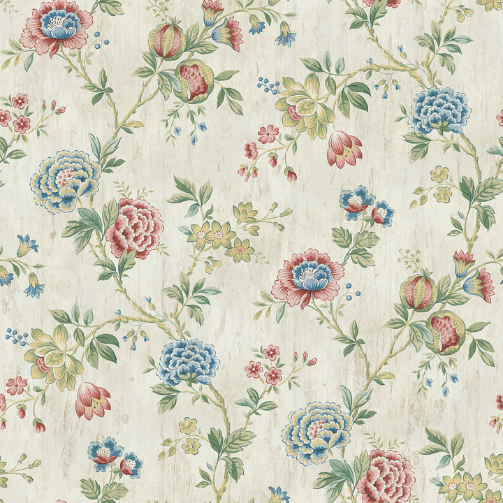 Chrysanthemum Multicolor Jacobean Wallpaper by Chesapeake Homestead Covers about 56.4 square feet 20.5-in by 33-ft long roll Prepasted 20.5 - Fabric Carolina -